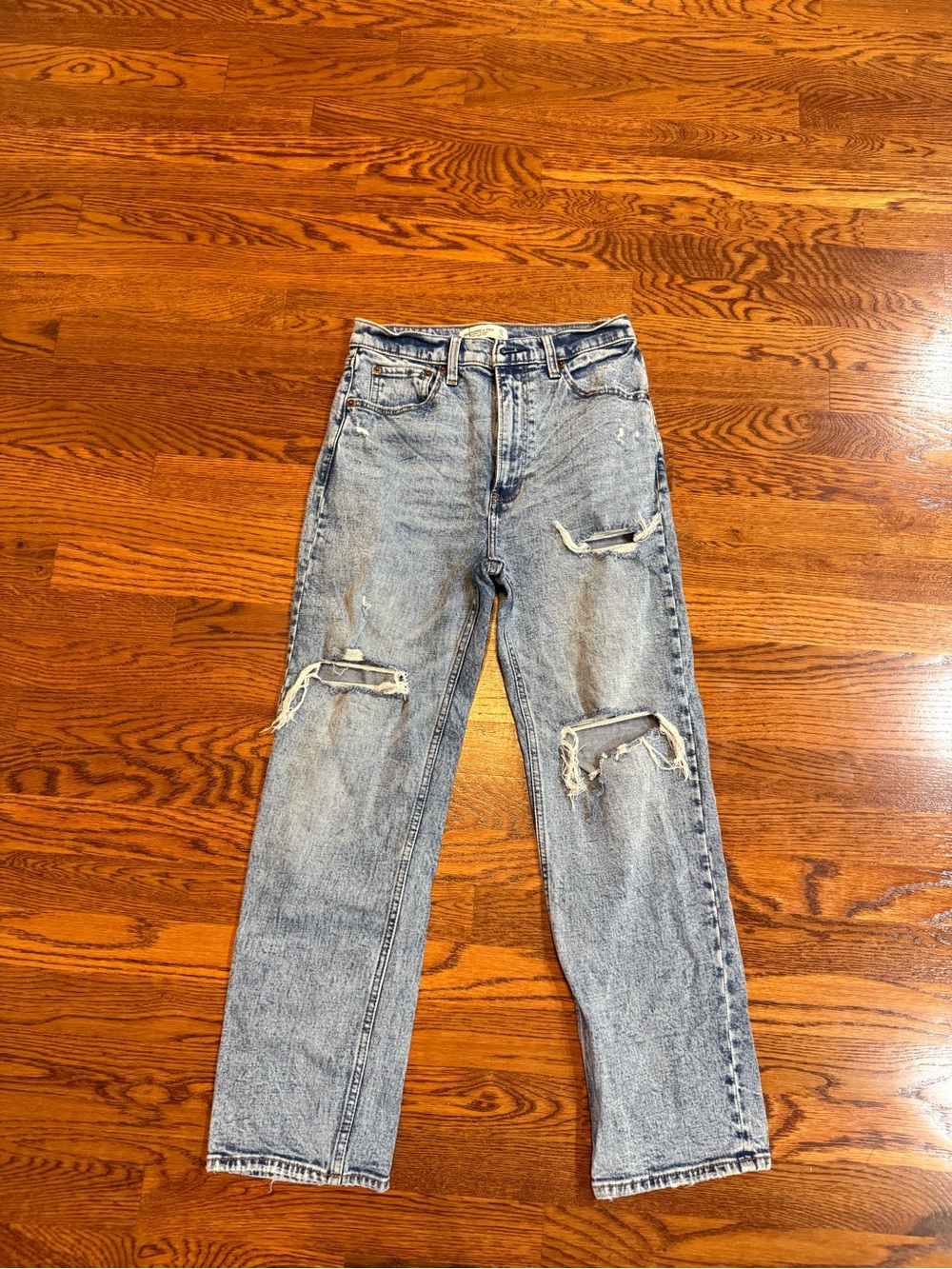 Abercrombie Fitch Ankle Straight Ultra High Rise Distressed Women 27 Denim Jeans